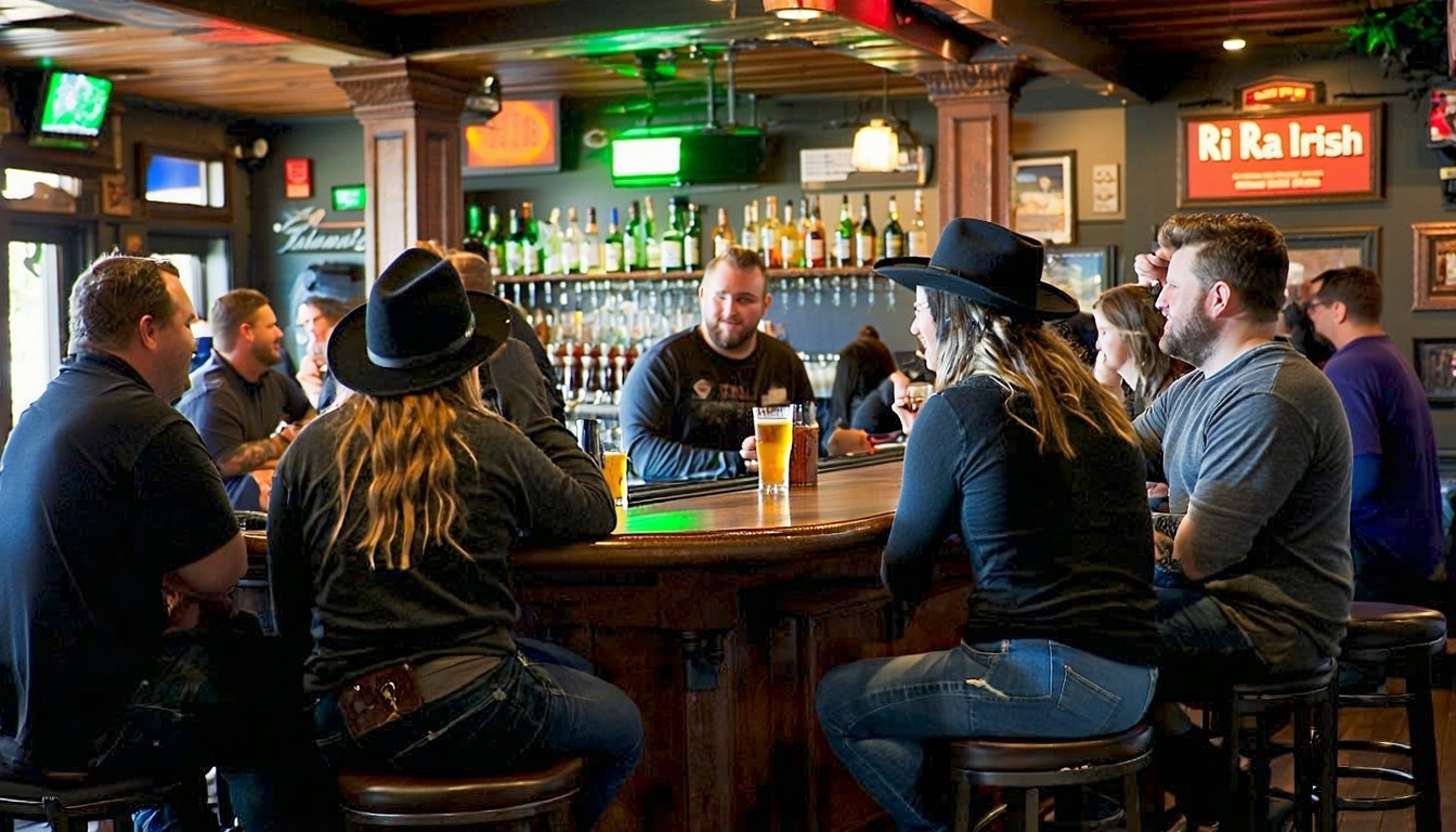 Professionals networking at the Ri Ra Irish Pub during the Black Hat event.